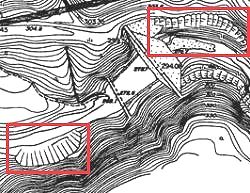 地図でのガケの表示